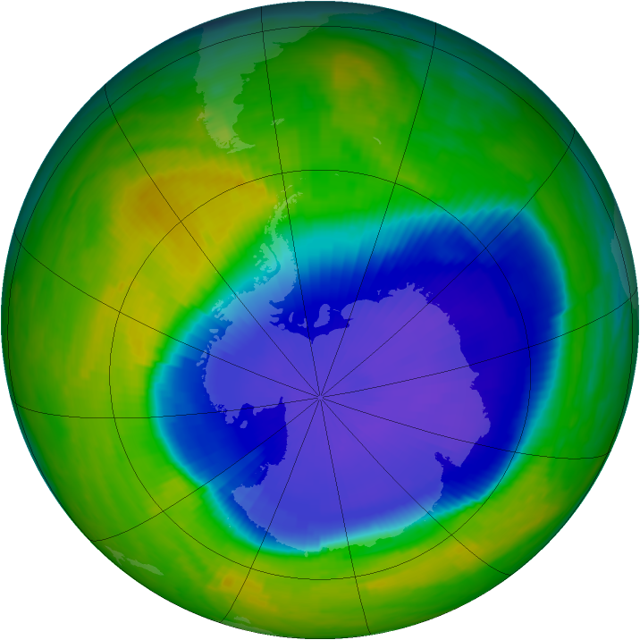 Antarctic ozone map for 04 November 1996